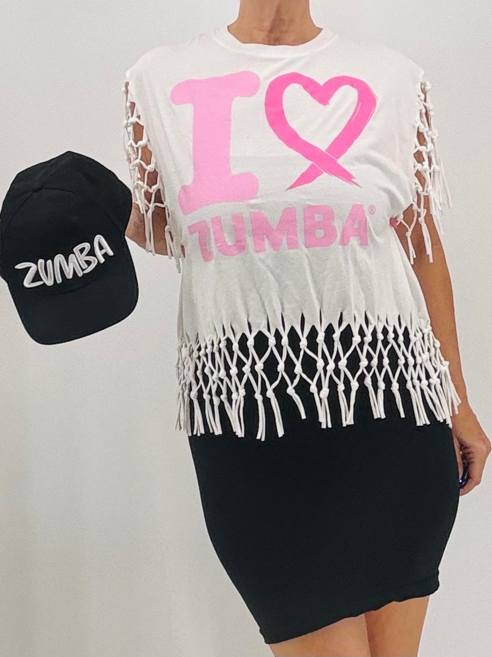 Zumba Fitness Dance Workout Gym Athleisure Fringe Top and Hat Set